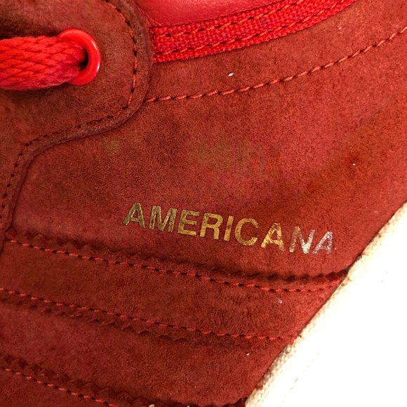 Men's Adidas AMERICANA HI 88 Red Sued Sz 10.5 - Picture 8 of 10